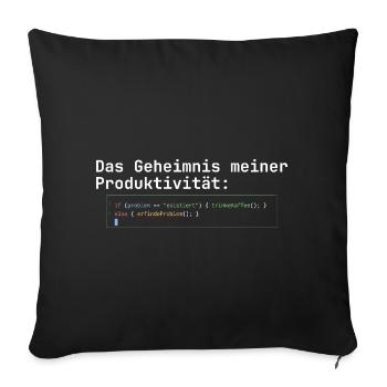 Programmierer Kaffee Geheimnis der Produktivität - Sofakissenbezug 45 x 45 cm - Schwarz - Vorne