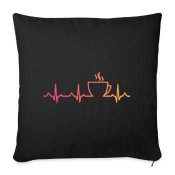 Sonnenuntergangskaffee, Herzschlag, Kaffee - Sofakissenbezug 45 x 45 cm - Schwarz - Vorne
