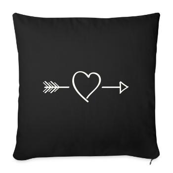 Art en ligne de flèche en forme de cœur - Housse de coussin décorative 45 x 45 cm - noir - Devant