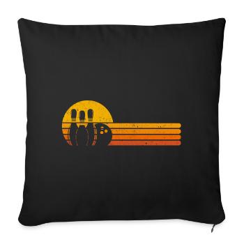 Bowling rétro quilles quilles cadeau - Housse de coussin décorative 45 x 45 cm - noir - Devant