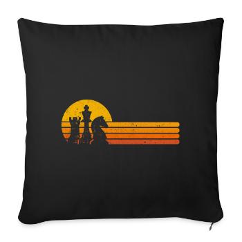 D'échecs rétro joueur d'échecs cadeau pièces d'échecs - Housse de coussin décorative 45 x 45 cm - noir - Devant