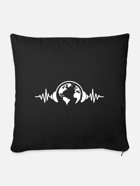 Heart Beat Music in the World - Sofakissenbezug 45 x 45 cm - Schwarz