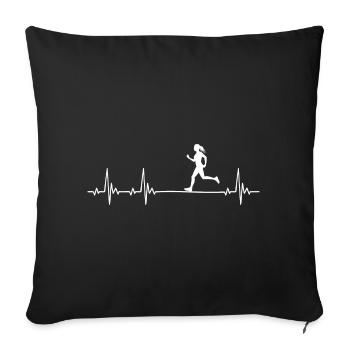 Läuferin Joggerin Heartbeat Frauen Sport Geschenk - Sofakissenbezug 45 x 45 cm - Schwarz - Vorne