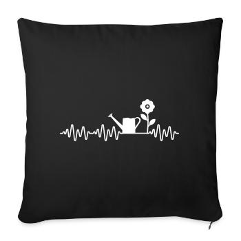 Jardin Heartbeat Arrosoir Boîte Fleur Design - Housse de coussin décorative 45 x 45 cm - noir - Devant