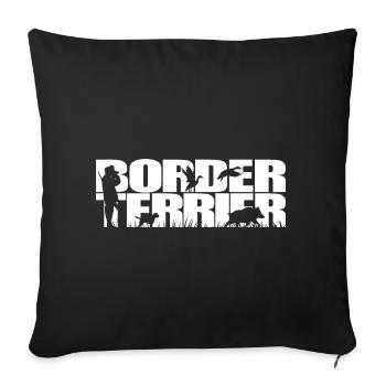 BORDER TERRIER Chien de chasse Wilsigns Chasseurs - Housse de coussin décorative 45 x 45 cm - noir - Devant