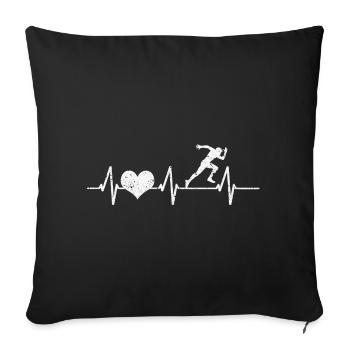 Runners Athletes Running Sports Heartbeat Gift - Sofa pillowcase 17,3'' x 17,3'' (45 x 45 cm) - black - Front