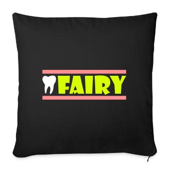 Fée des dents (dent, poutre) - Housse de coussin décorative 45 x 45 cm - noir - Devant