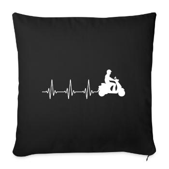 Roller Fahrer Roller Motorrad Herzschlag - Sofakissenbezug 45 x 45 cm - Schwarz - Vorne