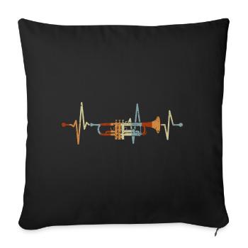 Trompette Heartbeat Musicien Trompette Cuivre Musique - Housse de coussin décorative 45 x 45 cm - noir - Devant
