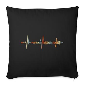 Clarinet heartbeat clarinetist musical instrument - Sofa pillowcase 17,3'' x 17,3'' (45 x 45 cm) - black - Front