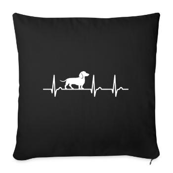 Dachshund Heart Curve - Pulse Dog - Dog Fan Pet - Sofa pillowcase 17,3'' x 17,3'' (45 x 45 cm) - black - Front
