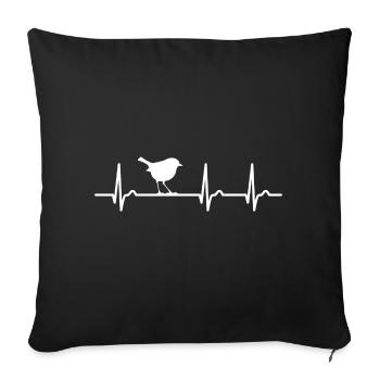ECG curve - heart curve - pulse - songbird - nature - Sofa pillowcase 17,3'' x 17,3'' (45 x 45 cm) - black - Front