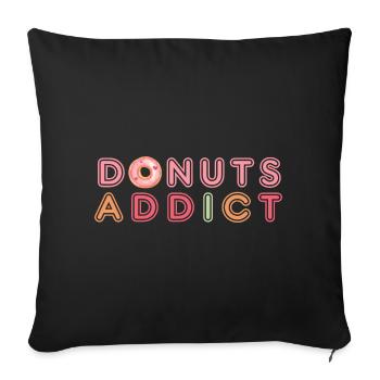 Donuts addict love - Housse de coussin décorative 45 x 45 cm - noir - Devant