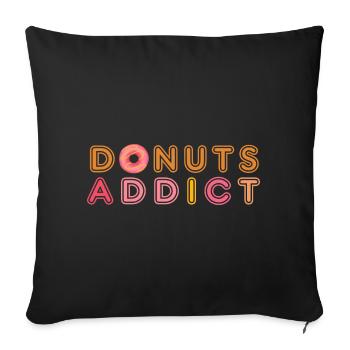 Donuts addict pink caramel - Sofa pillowcase 17,3'' x 17,3'' (45 x 45 cm) - black - Front