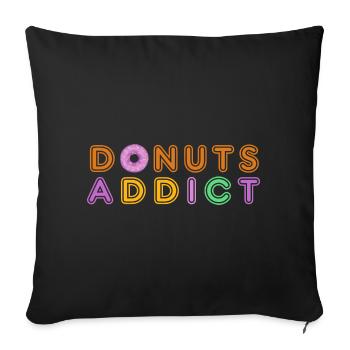 Donuts addict purple green - Housse de coussin décorative 45 x 45 cm - noir - Devant