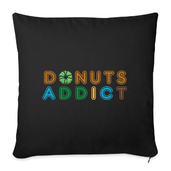 Donuts addict green choco - Housse de coussin décorative 45 x 45 cm - noir - Devant