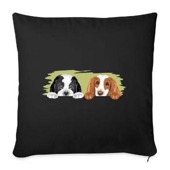Bernhardiner und Cocker Spaniel sind beste Freunde - Sofakissenbezug 45 x 45 cm - Schwarz - Vorne