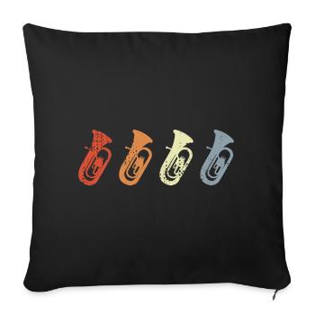 Vintage Tuba Skizze - Sofakissenbezug 45 x 45 cm - Schwarz - Vorne