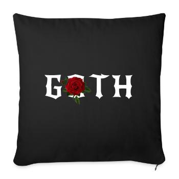 Goth , thème gothique avec une rose rouge - Housse de coussin décorative 45 x 45 cm - noir - Devant