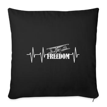 Pulse Free Airplane Freedom Symbol Flying icon - Sofa pillowcase 17,3'' x 17,3'' (45 x 45 cm) - black - Front