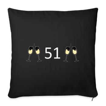 51e anniversaire 51 ans 51 numéro 51 blanc - Housse de coussin décorative 45 x 45 cm - noir - Devant