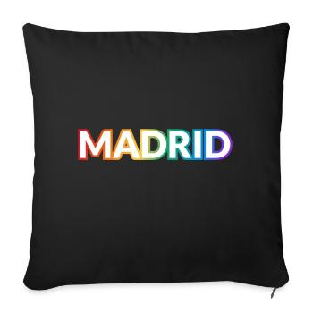 Texte arc-en-ciel gay de Madrid - Housse de coussin décorative 45 x 45 cm - noir - Devant