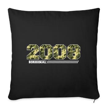 2008 Cadeau Anniversaire Vintage 2008 Armée - Housse de coussin décorative 45 x 45 cm - noir - Devant
