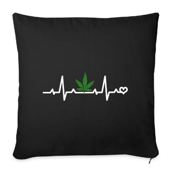Cannabisblatt EKG - Sofakissenbezug 45 x 45 cm - Schwarz - Vorne
