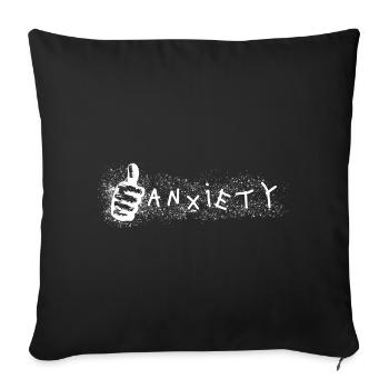 Anxiety Thumbs Up Ironic Mental Health Design. - Sofa pillowcase 17,3'' x 17,3'' (45 x 45 cm) - black - Front