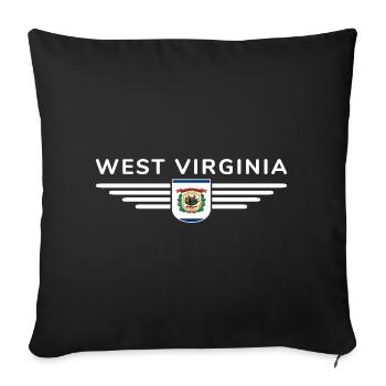 West Virginia Fan Shirt – Nature & Pride - Sofa pillowcase 17,3'' x 17,3'' (45 x 45 cm) - black - Front