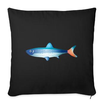 Poisson bleu avec dégradé et points - Housse de coussin décorative 45 x 45 cm - noir - Devant