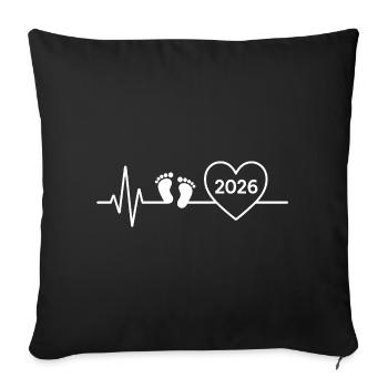 Bébé 2026 annonce de bébé future maman ou papa - Housse de coussin décorative 45 x 45 cm - noir - Devant