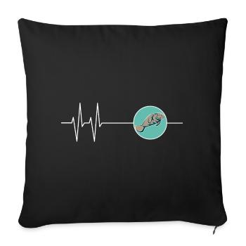 Dugong Manatee in the Heartbeat Circle - Sofa pillowcase 17,3'' x 17,3'' (45 x 45 cm) - black - Front