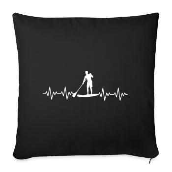 Battement de cœur au paddle debout SUP, SUP, ECG - Housse de coussin décorative 45 x 45 cm - noir - Devant