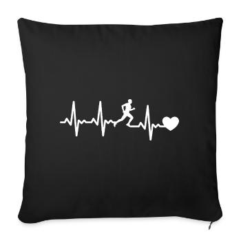 Running Heart Rhythm Design - Sofa pillowcase 17,3'' x 17,3'' (45 x 45 cm) - black - Front