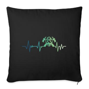 firefighter heartbeat firefighter - Sofa pillowcase 17,3'' x 17,3'' (45 x 45 cm) - black - Front
