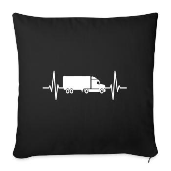 Truck Heartbeat Truck Driver Truck - Sofa pillowcase 17,3'' x 17,3'' (45 x 45 cm) - black - Front