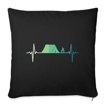 Camping Tent Heartbeat Camping Tent - Sofa pillowcase 17,3'' x 17,3'' (45 x 45 cm) - black - Front