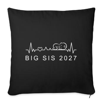 Annonce de grossesse du battement de cœur du bébé 2027 - Housse de coussin décorative 45 x 45 cm - noir - Devant