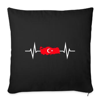 Silhouette du pays de la Turquie Battement de cœur Battement de cœur ECG - Housse de coussin décorative 45 x 45 cm - noir - Devant
