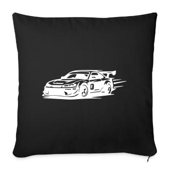 Voitures de course automobiles - Housse de coussin décorative 45 x 45 cm - noir - Devant