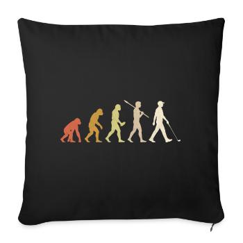 Hockey Evolution : Cadeau drôle de joueur de hockey - Housse de coussin décorative 45 x 45 cm - noir - Devant