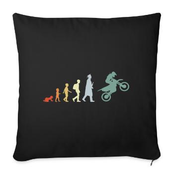 De l’enfant à l’évolution du pilote de motocross - Housse de coussin décorative 45 x 45 cm - noir - Devant