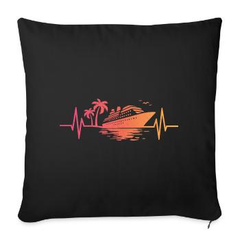 Sonnenuntergangskreuzfahrtschiff-Kreuzfahrt - Sofakissenbezug 45 x 45 cm - Schwarz - Vorne