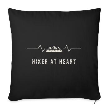 Hiker At Heart Heartbeat - Sofa pillowcase 17,3'' x 17,3'' (45 x 45 cm) - black - Front