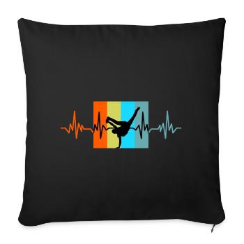Breakdance Herzschlag retro Geschenk - Sofakissenbezug 45 x 45 cm - Schwarz - Vorne