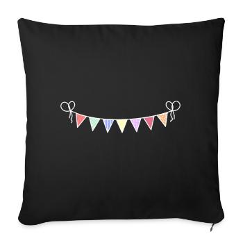 Wimpel Fahnen Girlande Party Dekoration Geburtstag - Sofakissenbezug 45 x 45 cm - Schwarz - Vorne