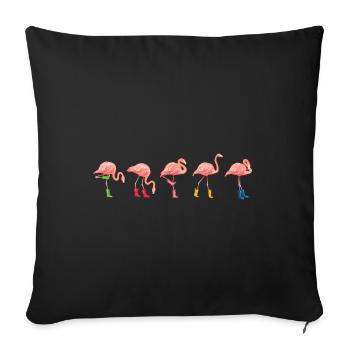 Flamingo Lover Gifts, Pink Flamingo - Sofa pillowcase 17,3'' x 17,3'' (45 x 45 cm) - black - Front