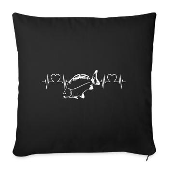 Heartbeat Karpfen Carp Hunter angeln Angler fish - Sofakissenbezug 45 x 45 cm - Schwarz - Vorne