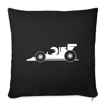 Équipe de voiture de course de bande dessinée de dessin animé de voiture de course de voiture de course de voiture - Housse de coussin décorative 45 x 45 cm - noir - Devant